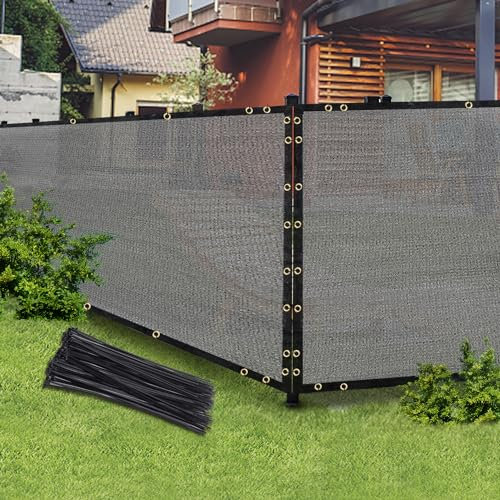 Gray 5FT X 50FT Outdoor Privacy Screen Fence & Mesh Shade Net Cover, Ideal for Garden and Backyard - Enhances Privacy for Fencing & Chain Link, Perfect for Patio Privacy Wall, Slats，Freestanding