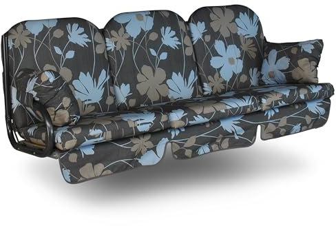 ANGERER Freizeitmöbel GmbH Hollywoodschaukel Auflage Deluxe - passend für viele 3-Sitzer Hollywoodschaukeln - Schaukelauflage Made in Germany (Grau-Blau-Beige geblümt)