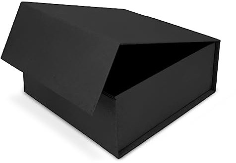 Verpackungswelt Geschenk-Box mit Deckel | 20x20x12 cm (1er Pack) | Geschenk-Karton mit Magnet-Verschluss | Perfekt für Geburtstag, Hochzeit, Weihnachten, Geburt | Geschenk-Verpackung in Schwarz Natur