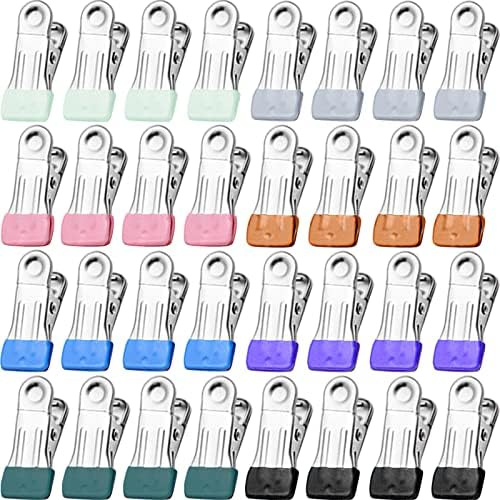 Lot de 64 épingles à linge colorées en acier inoxydable pour linge, pinces à linge robustes pour corde à linge, pinces métalliques polyvalentes pour vêtements, chaussettes, serviettes, collations,