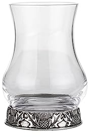 A E Williams Scottish Thistle Flower Whisky Tasting Glass Set with Pewter Base | Heavy Bottom Design | Large Dram Glasses for Perfect Party Gift