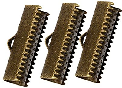EXCEART 100stücke Metall Enden Für DIY Schmuck Texturierte Quetschösen Kordel Enden Zipper Clips Zufallsfarben Für Armbänder Und Bastelprojekte