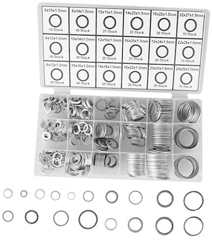 Healeved 450stücke Aluminiumdichtungen Alu Dichtringe Flache Metallscheiben Unterlegscheiben Für Ersatz Aluminiumdichtringe Aluminiumflach Aluminiumscheiben