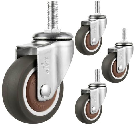 Lenkrollen Mit Bremse,Gummi Möbelrollen,Schwenkrollen Ohne Bremse,Transportrollen,Trolley Stuhl Ersatzrollen Für Möbel,Schwerlastrollen, Warenkorbrollen Geräuscharm,4 Stück,4Nobrakes-25mm/M6
