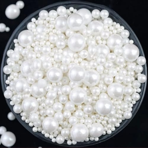 Essbare Perlen für torten 130G Weiß Zuckerperlen 5 Größe Tortendekoration Geburtstag Hochzeitstorte deko Halloween Thanksgiving Weihnachtskuchen Tortendeko Dekorative