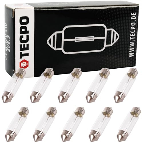 TECPO 20x C5W Soffitte Birne Autolampe 12V 5W Glühbirne Kennzeichen Innenraum Leuchte Kennzeichenbirne Innenraumleuchte Soffitten Birnen Lampen