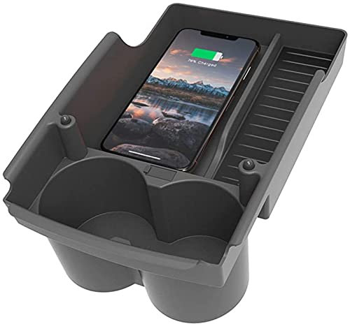 Car Wireless Charger,for Tesla Model X Model S with Double Cup Holder 10W Qi 3 Coils Quick Charging Charging Pad Central Console Accessories Panel for All Qi Phone