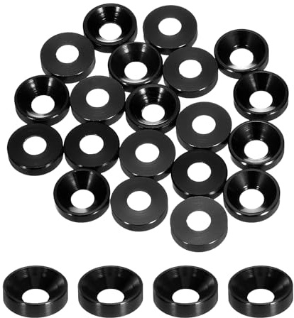 sourcing map Arandelas avellanadas de copa cónica M4, diámetro del agujero de 4,1 mm/0,16 juntas de aluminio para tornillo RC/FPV/PC/Drone/accesorios mecánicos, piezas de modelo, paquete de 20 (negro)