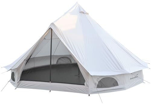 Skandika Tipi Kuopio 400 Protect für 8 Personen | Camping Zelt, recyceltes Oxford-Zeltmaterial, 250 cm Stehhöhe, 3000 mm Wassersäule, Moskitonetz, eingenähter Zeltboden | Glampingzelt, Familienzelt