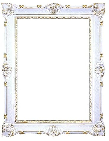 Generisch BILDERRAHMEN Barock 50x70 cm Prunk Rahmen Antik Fotorahmen 70x90 cm Gemälde Rahmen hochzeitsrahmen Werbetafel (Weiß/Gold)