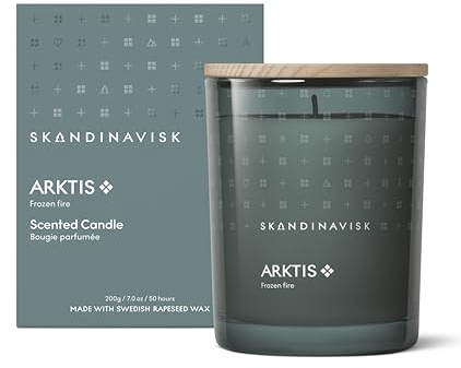 Skandinavisk ARKTIS 'Artcic' doftljus, specialupplaga, doftnoter: Vindsvepta skogar och arktisk salvia, spearmint och snöflingor, vegansk formel, 200 g