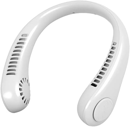 UBOON - Ventilador de Cuello Silencioso, Mini Ventilador Portátil Sin Hojas con 3 Velocidades para Senderismo, Viajes y Camping, Diseño Manos Libres y Seguro para Niños, Refrigeración de 360°