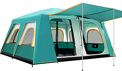 SSLW Outdoor-Kuppelzelte Mit 12 Fenstern Pop-Up-Zelt 8-12 Personen Sofort-Tipi-Zelt Große wasserdichte Familien-Campingzelte Mit 2 Schlafzimmern 1 Wohnzimmer