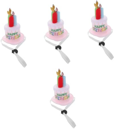 VICASKY 4 Stück geburtstag kopfbedeckung regenbogenkerze partyhütchen Requisiten für Babyfotos stirnbänder Kappen Geburtstagsmütze für Kinder Plüsch-Geburtstagsmütze Stoff Rosa