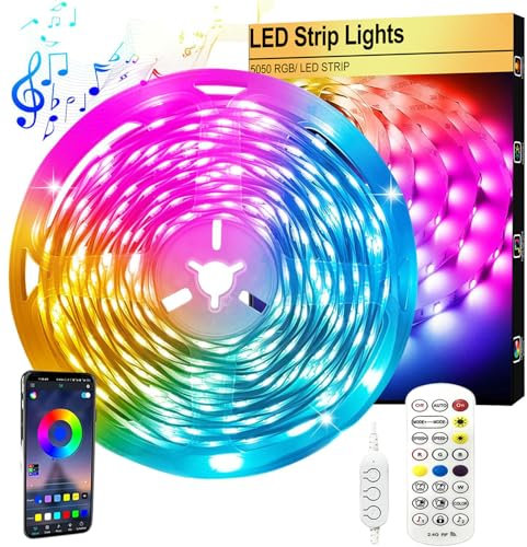FOLAI LED Streifen 2M USB RGB Timer Einstellung Dimmbar Lichterkette mit Fernbedienung Musik Sync Farbwechsel für Beleuchtung Schrank Dekoration Party