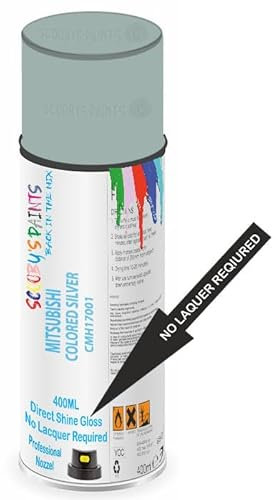SCOOBYS PAINTS BACK IN THE MIX Direct Gloss Aerosol Spray Paint For Mitsubishi Colored Silver Code: Cmh17001 No Lacquer Required