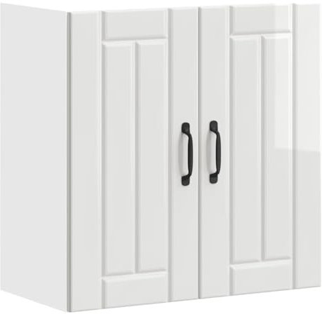 vidaXL Lucca Kitchen Wall Cabinet - High Gloss White Engineered Wood - Modern Space-Saving Cupboard with Glass Door - 60x31x60 cm - Ample Storage and Easy Maintenance