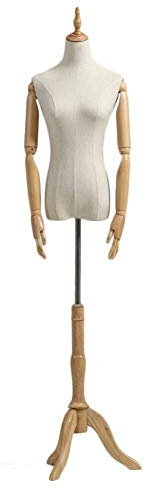 SHANYAYALI Forma de vestido femenino con soporte de trípode y brazos de madera para ropa, vestido, exhibición de joyas (madera, M)