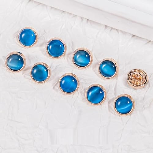 LIBERGA 20 Stück Opal Imitat Runde Knöpfe mit Schaft, 10mm Kleiner Knöpfe für Kleidung, Hemd, Bastelprojekte, Blau