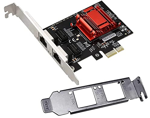 Lonrtesw Tarjeta de Red PCIe Gigabit de Dos Puertos Adaptador Ethernet PCI Express 1000M con Tarjeta Nic LAN de Dos Puertos 82576