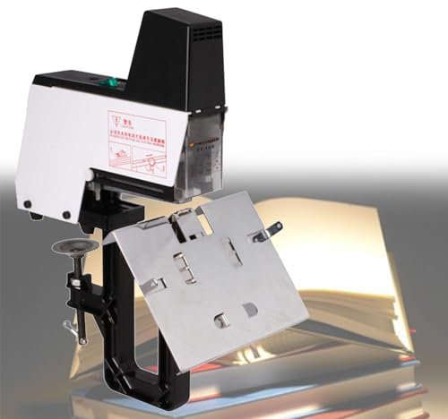 Grapadora eléctrica rápida de sobremesa metálica con Profundidad de grapado Ajustable a 100 mm y Capacidad de encuadernación de 40 Hojas para Documentos, Libros, informes y Papeles. Doble Cabezal.