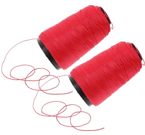 Mikikit Cordel Resistente De Nailon Trenzado Para Construcción, Cuerda De Nailon Para Albañilería Roja, 2 Rollos, Resistente a Condiciones Exteriores, Herramienta Para Obra y Jardinería