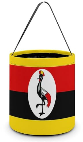 Uganda Flag Halloween Tricking Or Treating Bucket Funny Party Favor Tote Bag for Candy Gifts Travel