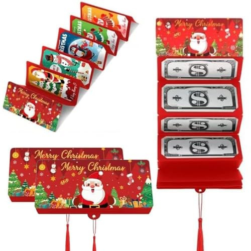 YQHCJZ 2026 Neu 2 Stück Weihnachts-Geschenkkartenhalter mit 10 Fächern, Hochwertige Geldumschläge für Bargeld & Gutscheine, Überraschungs-Geldgeschenk Box für Weihnachten, Geburtstag & Jubiläum (1)