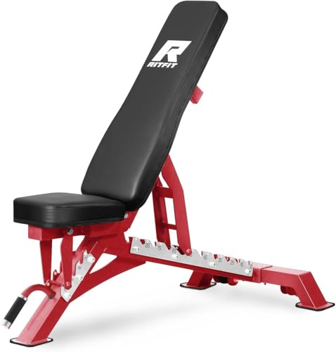 RitFit Hantelbank, Schrägbank, Trainingsbank Max. 590kg Tragkraft, Rot