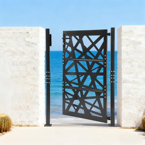 Portail de jardin verrouillable en métal pour clôture de jardin - Avec poignées et clé - 105 x 150 cm