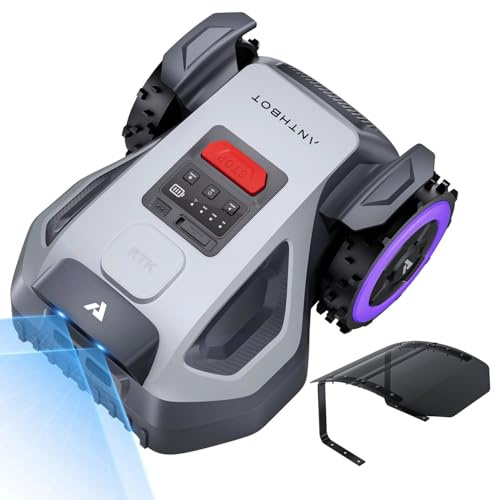 ANTHBOT M5 + Garage (Separater Versand), Mähroboter ohne Begrenzungskabel mit NRTK-Navigation & Dual-Kamera, 600 m², Schnitthöhe per App, KI-Hindernisvermeidung, Rasenroboter mit 45% Steigung