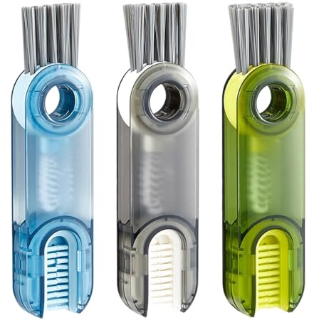 ChainYao 3 Pack Silicone Cup Lid Cleaning Brushes, 3 in 1 Gap Crevice Cleaner Tools for Water Bottle, Tumbler, Straw, Baby Bottle, Coffee Pot, Home Kitchen