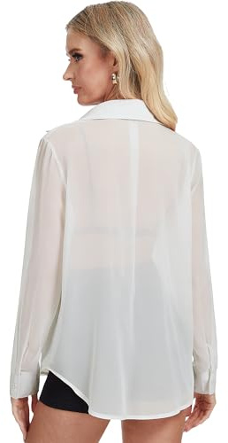 ANTLOOWW Chemisier pour Femme Chemise élégante Chemise Classique légère pour Femme, Chemises à Manches Longues pour Femme avec Patte de Boutonnage, Tailles S-XXL