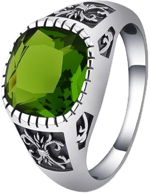 Vintage Herrenring Sterling Silber 925 Geschnitzt quadratischem Zirkonia Blauer Edelstein Ehering Hochzeit & Geburtstag Geschenk für Herren und Damen