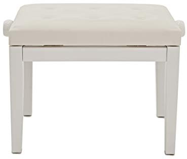 gear4music Banqueta de Piano Deluxe, Blanco