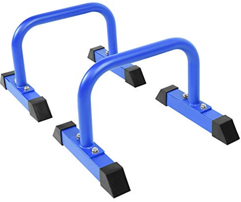 GORILLA SPORTS® Dip Barren 2-pack 30 cm/73 cm/94 cm – Push Up Stand Bar i 3 olika storlekar och färger kan belastas upp till 200 kg blå 46 x 39 x 30 cm