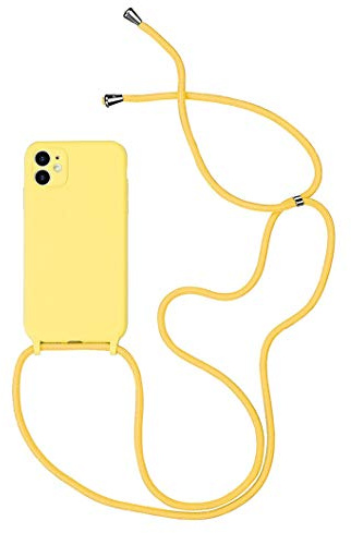 Jacyren Handykette kompatibel mit iPhone 8/7/ SE (2020), Hülle iPhone 7 mit Umhängeband Silikon Handyhülle Case mit Kette zum umhängen, Necklace Hülle mit Band Schutzhülle für iPhone 7, Gelb
