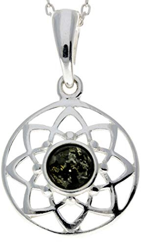 GL376 Keltischer Anhänger aus echtem baltischen Bernstein und Sterlingsilber, ohne Kette, Stein Sterling-Silber Harz, Bernstein