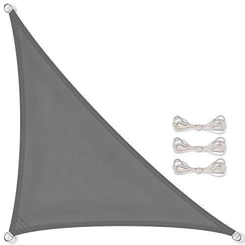 CelinaSun Sonnensegel inkl Befestigungsseile Basic Dreieck rechtwinklig 3,6 x 3,6 x 5,1 m anthrazit Sonnenschutz wasserabweisend