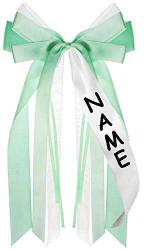 alles-meine.de GmbH Geschenkschleife/Schleife Farbwahl Junge & Mädchen - inkl. Name - 30 cm lang u. 15 cm breit - mit edlen Satin Bändern + Tüllband - Geschenkband - für Ge..