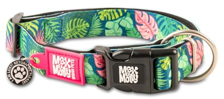 Max & Molly Gotcha! Hundehalsband Halsband Hund mit Smart ID, gepolstertes Neopren Halsband mit Design für große Hunde, wasserdicht, bequem, verstellbar, Tropical, L