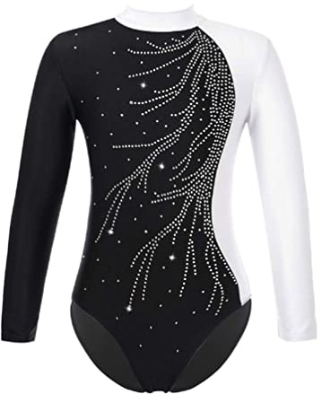 YiZYiF Ragazze Ginnastica Leotards Body Danza Classica Bambina Ginnastica Artistica Balletto Costumi Maniche Lunghe per Ragazze di 3-12 Anni Bianco 13-14 anni