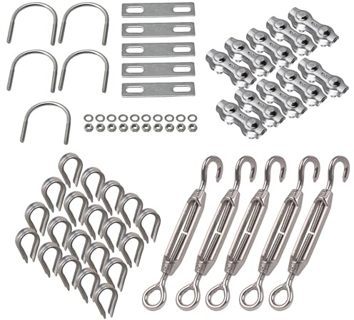 BQLZR Stainless Steel Turnbuckle Thimble Square U-Bolt Wire Rope Cable Clip Pack of 40