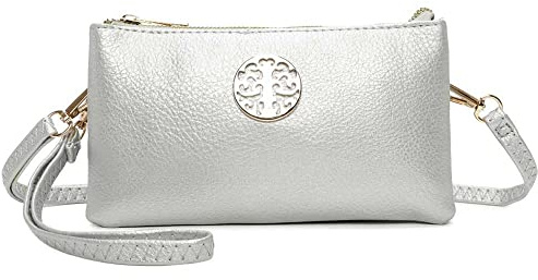 She & Bags Women Golden Badge Detail Multi Function Doubel Compartments Small Wristlet Purse Clutch Crossbody Messenger Handbag | Badge Detail