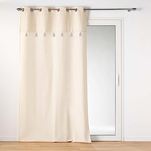 Douceur d'Intérieur, Rideau à Oeillets (140 x 240 cm) Izigold Naturel, Coton & Polyester et Top Métallisé