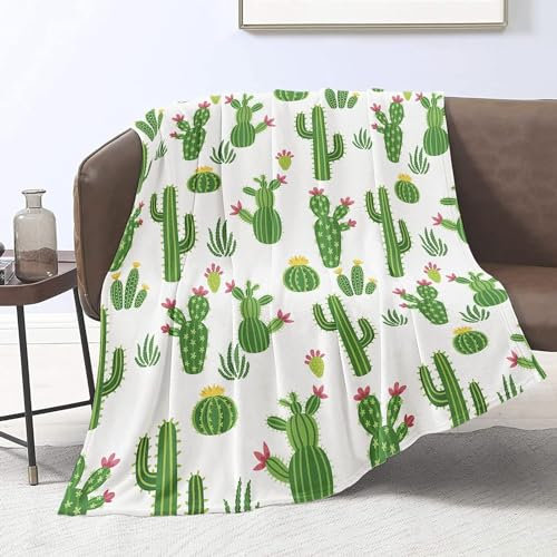 Kuscheldecke Flauschig 100x135 Kaktus 3D Decke Cartoon-Pflanzen Flanell Fleecedecke Weich und Warme Wohndecken Kuscheldecken Sofa Bett Überwurfdecke Sofadecke Couch Blanket Y4726
