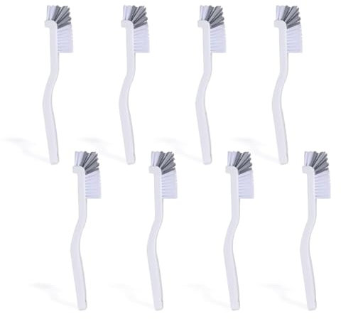 XNIVUIS 8 Pc Dish Brush Set - Kitchen & Bathroom Cleaning Brushes with Bottle, Corner, Grout, and Scrub Brushes (White)