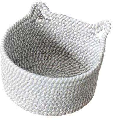 SANWOOD Petit panier de rangement en corde de coton tissé, décoration oreilles de chat, panier de rangement mignon pour chien, chat, animal domestique, boîte à jouets pour cosmétiques, collations,