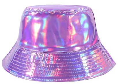 MILAKOO Wasserdichter Eimer Hut Punk Hip Hop Hologramm Metallic Eimer Hut Wasserdichter Regenhut für Unisex
