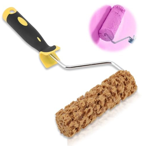 Rodillo de pintura con patrón de textura, herramienta de decoración de pintura de pared con mango para diseño creativo del hogar, cambios de imagen de habitaciones